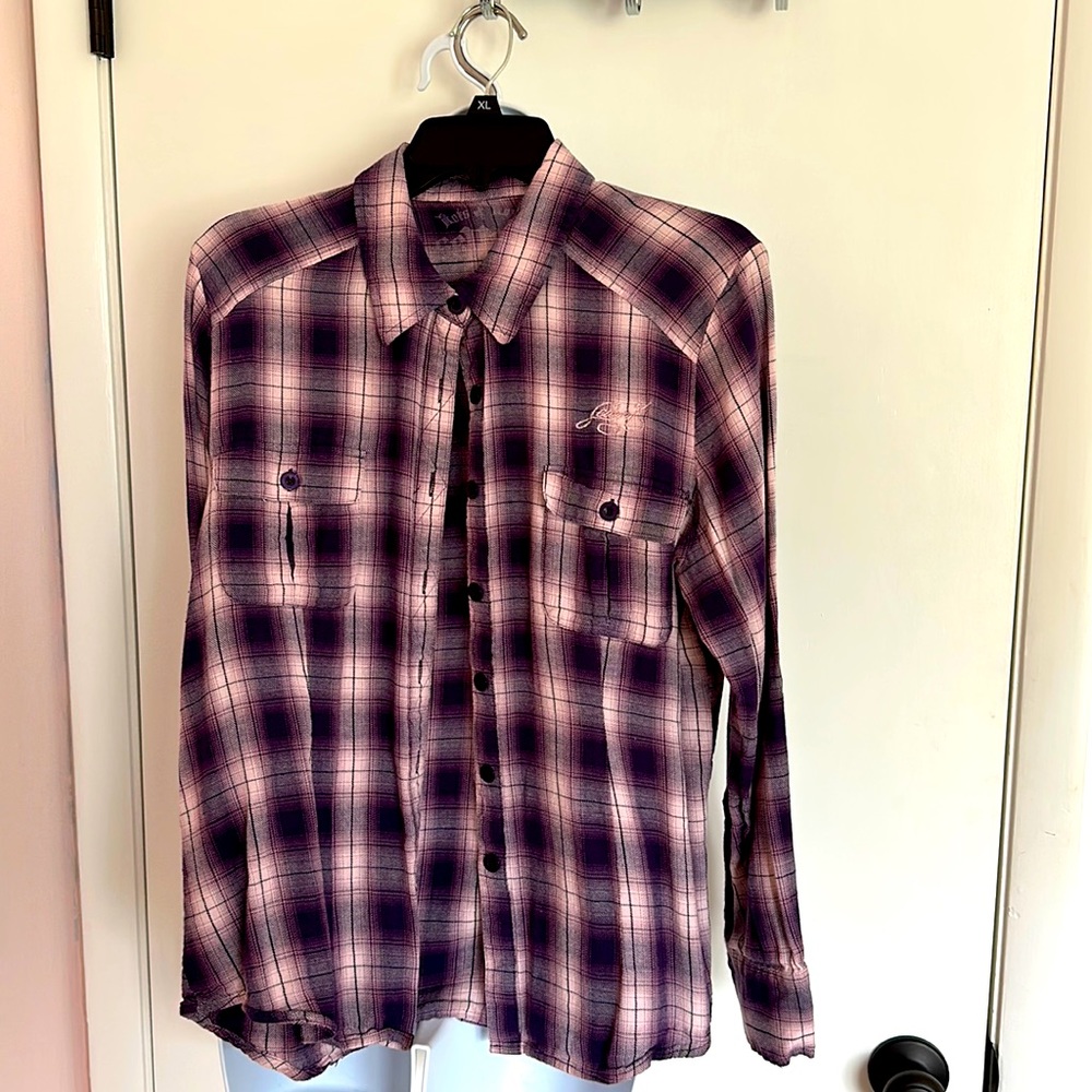 Seven 7 plaid button down shirt